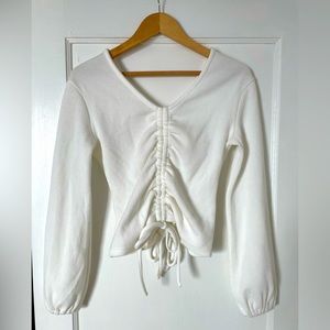 Ribbed, cropped, white sweater